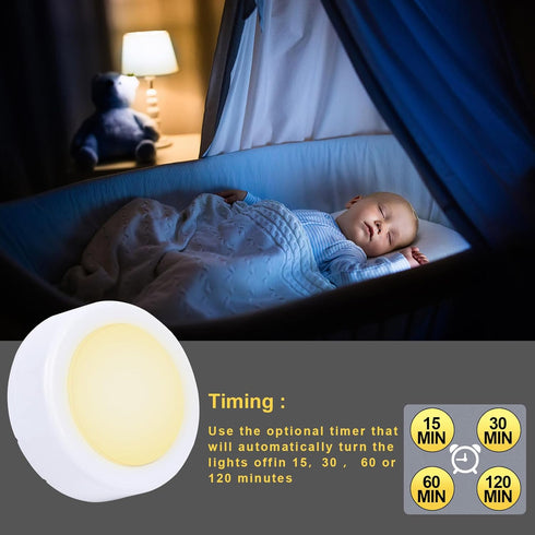 E12 Base Battery Operated Light Bulb with Remote, 2 Pack 3 AAA Battery Powered LED Light Bulbs, Dimmable Screw in Puck Light with Timer for No Har...