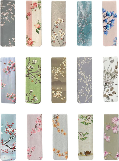 15 Pieces Bookmarks, Magnetic Bookmarks for Women, Men, Book Lovers Page Markers for Students Teachers Reading, Floral Style...