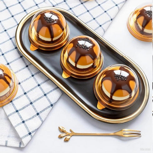 EchoDone 50 Set Clear Plastic Mini Cupcake Boxes Muffin Pod Dome Muffin Single Container Box Wedding Birthday Boxes (Gold)...