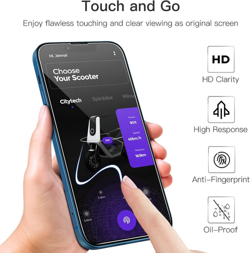 JETech Full Coverage Screen Protector for iPhone 13/13 Pro 6.1-Inch, 9H Tempered Glass Film Case-Friendly, HD Clear, 3-Pack...