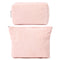 2 Pieces Corduroy Pink Makeup Bag Large Corduroy Cosmetic Bag Capacity Canvas Travel Toiletry Bag Organizer Cute Makeup Brushes Aesthetic Accessor...