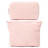2 Pieces Corduroy Pink Makeup Bag Large Corduroy Cosmetic Bag Capacity Canvas Travel Toiletry Bag Organizer Cute Makeup Brushes Aesthetic Accessor...