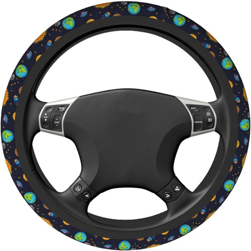 Steering Wheel Cover for Women Men Colorful Cartoon Space Planets Neoprene Steering Wheel Protector Universal Fit Most Car Sedans SUVs - 15 Inch...