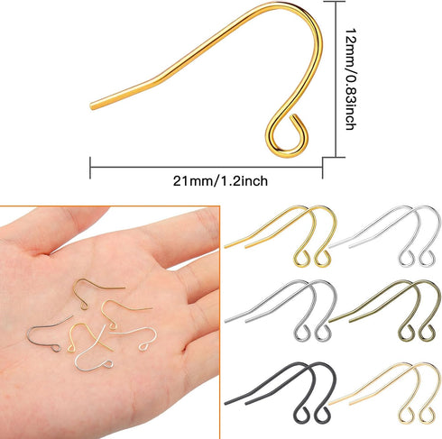 900pcs French Earring Hooks for Jewelry Making, Hypoallergenic Ear Wires Fish Hook Earring Findings Hypoallergenic Earring Hooks for Jewelry Makin...