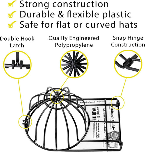 Hat Washer for Washing Machine, Cap Washer, Baseball Cap Washers, Baseball Hat Cleaner/Cleaning Protector (Black (1-Pack))...