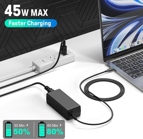 USB C Chromebook Charger 45W Compatible with HP, Dell, Lenovo, Acer, Asus, Samsung, Google Type C Laptop, Chromebook X360 11 13 14 14A Spectre X36...