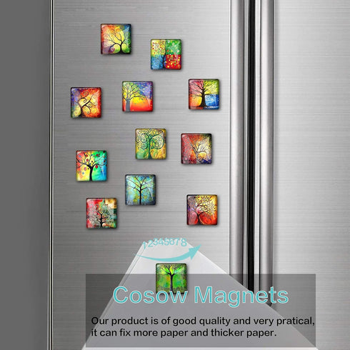 12Pcs Glass Strong Magnetic Refrigerator Magnet - Square Glass Fridge Decoration with Powerful Flat Magnet for Office Whiteboard, Cabinet & Locker...