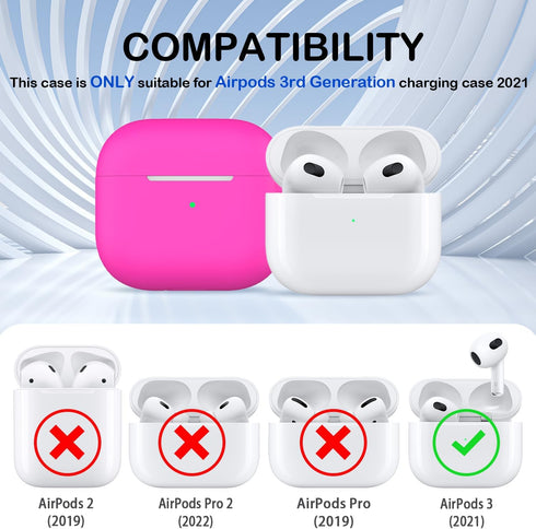 AirPods 3rd Generation Case Cover 2021, Military Grade Anti-Fall Soft Silicone Shock-Absorbing Protective AirPods 3 Case Skin with Keychain and Cl...
