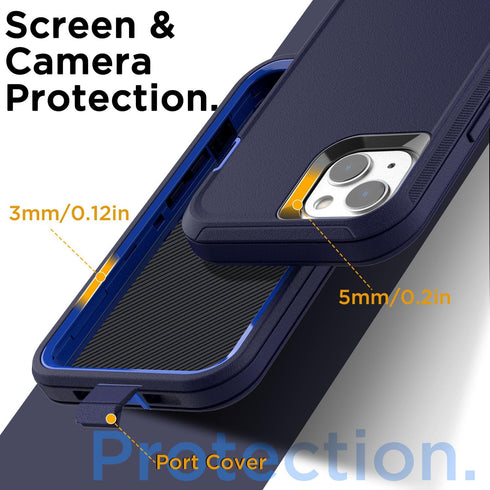 AICase for iPhone 13/iPhone 14 Case(6.1") with Glass Screen Protector,Heavy Duty Drop Protection Full Body Rugged Shockproof/Dust Proof Military P...