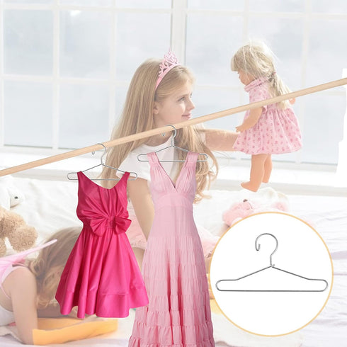 HEALLILY 20 Pcs Doll Clothes Hangers Dollhouse Miniature Wire Hangers, Metal Hangers for Doll Dress Necklaces (6.5CM Silver)...