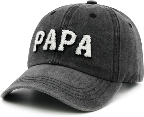 Mens PAPA Hat, Best Dad Ever Gifts from Daughter Wife, Washed Cotton Embroidered PAPA Baseball Cap Black...