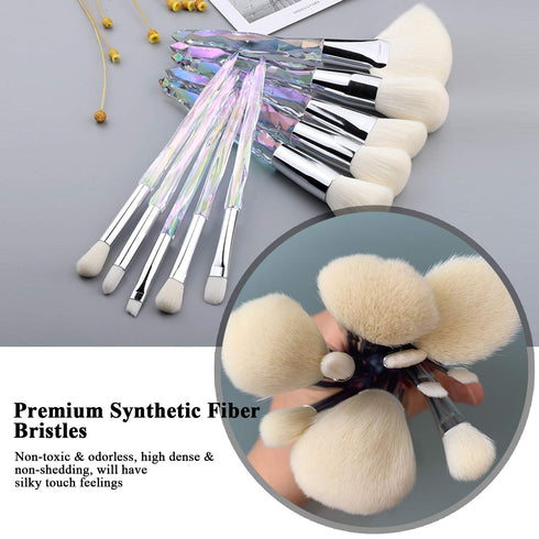Kingtree Crystal Makeup Brush Set, 10PCS Sparkling Premium Makeup Brushes Professional Synthetic Bristles Foundation Blush Concealer Eyeshadow Mak...
