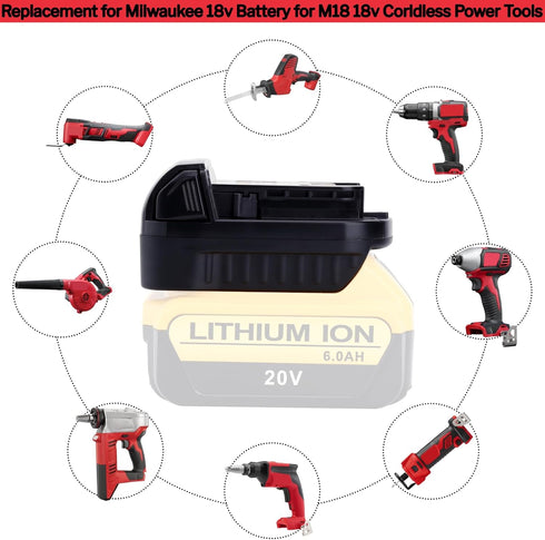 Battery Adapter Compatible with Milwaukee M18 18V Battery Tools, Compatible with Dewalt 20v Battery Convert to Replacement for Milwaukee M18 18V B...