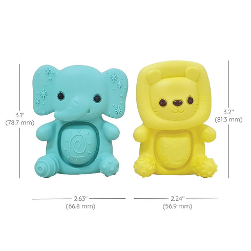 Infantino Teethimal Pop Pals - Elephant & Lion Sensory Popper Toy with Soothing Teething Textures for Infants & Toddlers, 6M+...