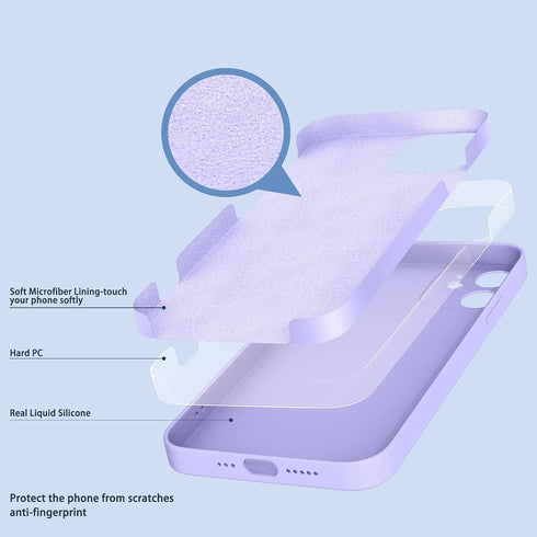 Case for iPhone 12 Silicone, Soft Liquid Silicone Gel Rubber Phone Case Shockproof Protective Case Cover with Camera Lens Protector for iPhone 12 ...