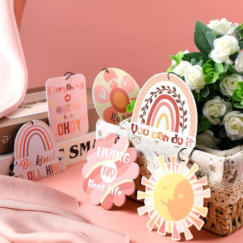 12 Pcs Car Air Fresheners Cute Car Interior Accessories Boho Scented Hanging Air Fresheners Kawaii Essential Oil Automotive Fresheners for Women M...