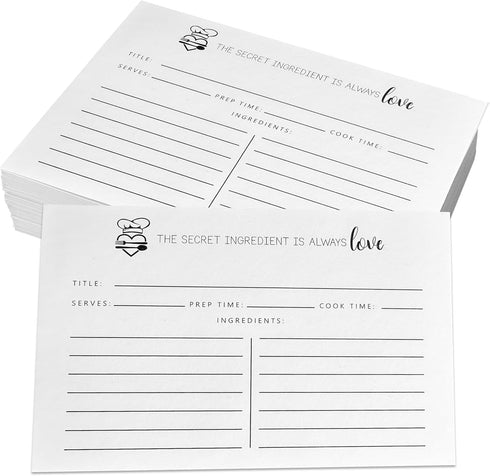 CASADELLA Minimalist Recipe Cards 4x6 - Set of 50, Thick Cardstock Double-Sided 4x6 Recipe Cards, Perfect Gift for Bridal Showers and Weddings, Be...