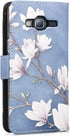 kwmobile Wallet Case Compatible with Samsung Galaxy J3 (2016) DUOS Case for Phone - Magnolias Taupe/White/Blue Grey...