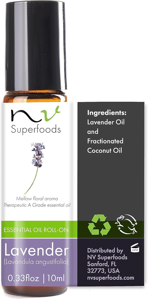 Lavender Essential Oil Roll-On - 10 ml - 100% Natural, Therapeutic Grade Oil for Skin Care, Hair Growth & Relaxation...