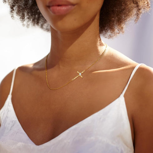 BriLove 925 Sterling Silver Cross Necklaces for Women,Shiny Cubic Zirconia Delicate Cross Sideways Choker Necklace for Valentines Day/Birthday/Chr...