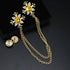 Elegant Cross With Hanging Chain Brooch Gold Silver Plated Oval Crystal Rhinestone Corsage Tassel Chain Suit Jacket Brooch Pin for Men Husband Gif...