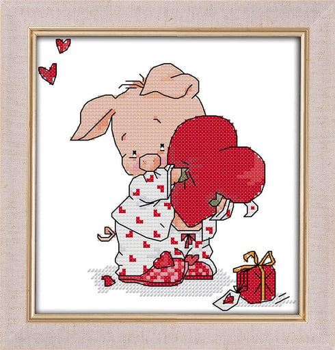Amiiba Stamped Cross Stitch Kits, Animal Pig, Piggy Love DIY 11CT 9.4x9.4 inch (Pig)...