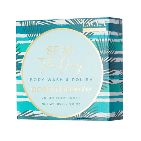 Seas The Day Body Wash and Polish - Exfoliating Body Scrubber with Loofah Sponge - All-in-One Beauty Solution - Ocean Breeze - 3 oz...