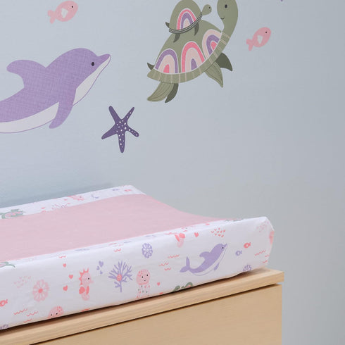 Lambs & Ivy Sea Dreams Dolphin/Turtle Underwater Nautical Changing Pad Cover...