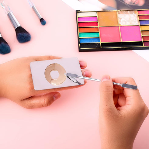 Makeup Mixing Palette Stainless Steel Foundation Palette with Spatula Professional Cosmetic Palette for Mixing Foundation Eye Shadow Nail DIY Art...