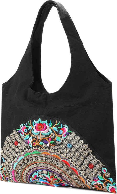 MAZEXY Tote Handbags for Women Large Embroidered Canvas Shoulder Bag Daily Bag...