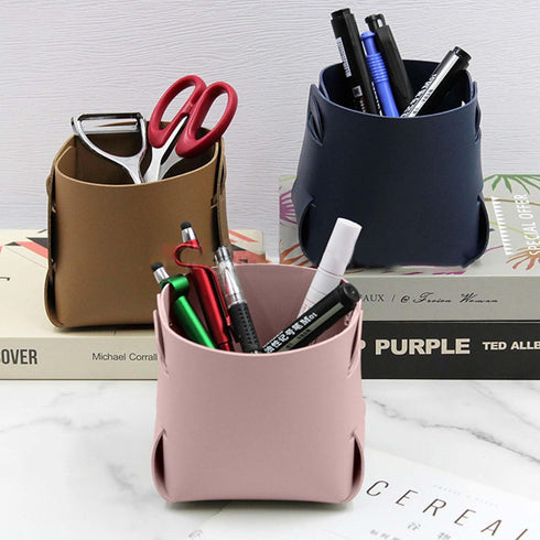 Mini Leather Pen Holder, Leather Folding Organizer, Makeup Brush Organizer, Desktop Organizer, Makeup Brush Organizer, Suitable for Office Supplie...