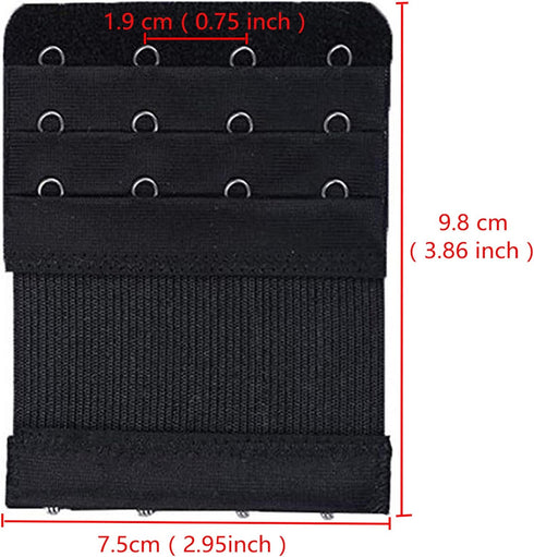Women Bra Extender 4 Hooks 3 Rows Elastic Bra Band Hook Strap Extensions 4 Pack...