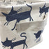 Mziart Small Foldable Canvas Storage Basket with Handles, Cotton Linen Storage Bin Organizer for Nursery Kids Shelves & Desks (Blue Cat)...