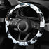 Leather Steering Wheel Cover, Universal 15 inch Breathable Anti-Slip Car Cow Steering Wheel Cover for Women Men, Black&White...