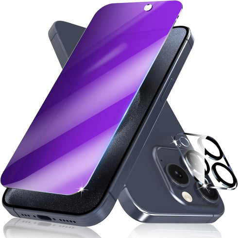 iPhone 15 Pro 6.1 Inch Tempered Glass Screen Protector, Colorful, 28 Privacy, Blue Light Blocking, Matte Finish, Touch Accurate, 20mm...