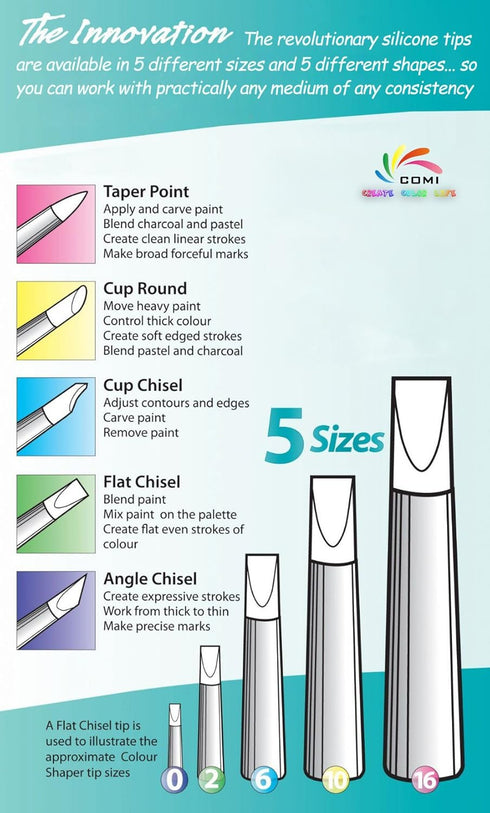 COMIART Clay Sculpture Tools Silicon Color Shapers Painting Brushes Size 6...