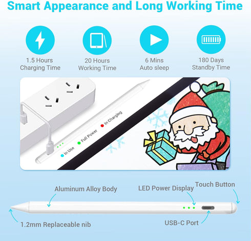 Stylus Pen for Apple Ipad Pencil - Ipad Pen for iPad 10th 9th Generation Palm Rejection with Apple Pen 2018-2022 Ipad 9th 8th 6th 7th Gen Mini 6th...