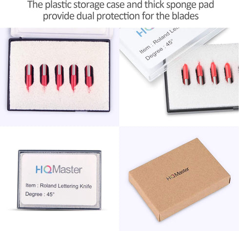HQMaster 45 Degree Tungsten Steel Lettering Blade Vinyl Cutter Blades for Roland Cutting Plotter Red Cap Pack of 10...