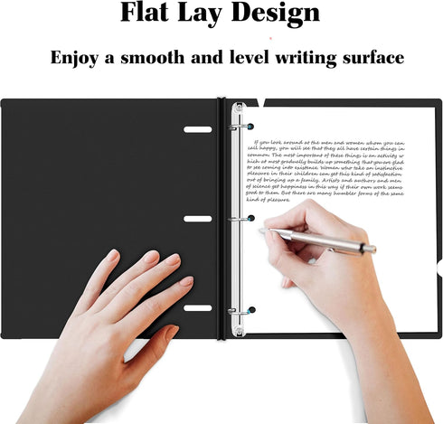 1 Inch Telescoping 3 Ring Binder- 1 PCS-Black, Portable Plastic Binder with Telescoping Spine, 3 Ring Binder with Foldable Front Cover Holds 8.5" ...