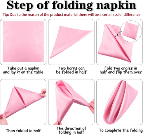ANECO 12 Pieces Satin Napkins Soft Dinner Napkins Square Table Napkins 17 x 17 Inches for Restaurant Weddings Party Dinner Decoration (Pink)...