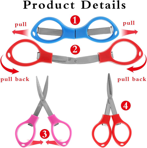 Folding Scissors, 3Pack small scissors Portable Mini Travel Trip Scissors Crafting Scissors Stainless Steel Retractable Mini Scissors for Home Off...