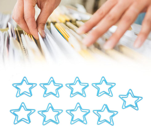 Star Paper Clips, 100pcs Blue Star Paper Clips Bookmarks Cute Paper Clips Small Paperclips for Office School Paper Files Organizing...
