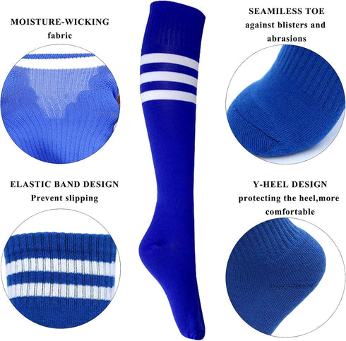 Neon Knee High Socks, 8 Pairs Striped Tube Sock Athletic Baseball Basketball Dance Neon Colored Soccer Socks for Adult Girls Women Youth, 8 Colors...