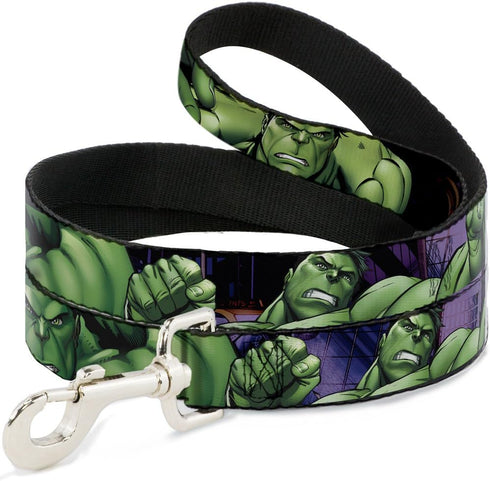 Buckle-Down Pet Leash - Marvel Hulk CLOSE-UP Poses - 4 Feet Long - 1/2" Wide...