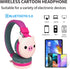 Kid's Bluetooth Headset Cartoon Headphone Wireless FM Headset Music Stereo Headphones Kid's Headphone Over Ear for The Study (Pink-Pig)...