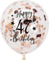 Rose Gold 47th Confetti Latex Balloons, Woman Happy 47 Years Birthday Party Balloon Decoration With Confetti, 12in, 16 Pack...