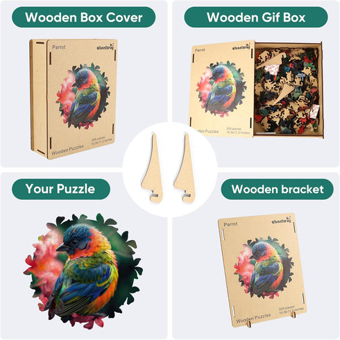 Wooden Puzzles for Adults,Bird Wooden jigsaw puzzles 200pcs,10.9x11.2in,Medium,Unique Shape Animal adult Puzzles,Irregular Wood Puzzles Creative G...