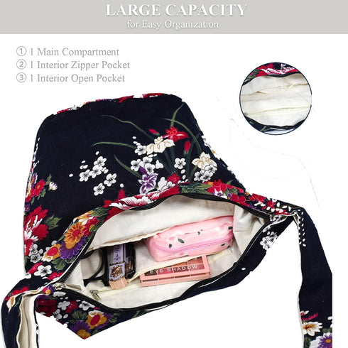 WITERY Women's Sling Crossbody Bags Large Shoulder Shopping Hobo Bag Handbag Top Zip Bags Handmade Messenger Bag Wallet...