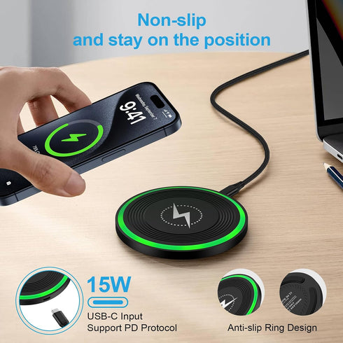 15W Wireless Charger Pad with Adapter Fast Charging for Motorola G Power 2024 Edge 50 Ultra, Wireless Charging Station for Samsung Galaxy S24 Ultr...
