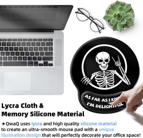 Upgrade Mouse Pad with Wrist Rest, Gothic Skull Skeleton Ergonomic Gaming Gel Mouse Pad with Wrist Support, Computer Mousepad for Desk Home Office...